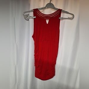 White House Black Market Red Tank Top Dress Ruching On Sides.